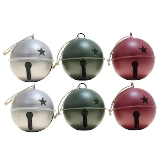Haute Decor 6ct. 3.5" Assorted Jingle Bell Ornaments {1}