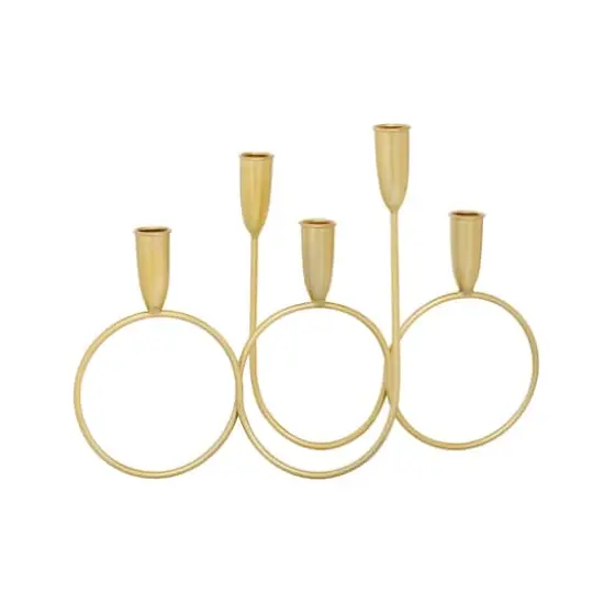 CosmoLiving by Cosmopolitan Gold Metal Contemporary Candelabra, 11" x 15" x 5" {7}