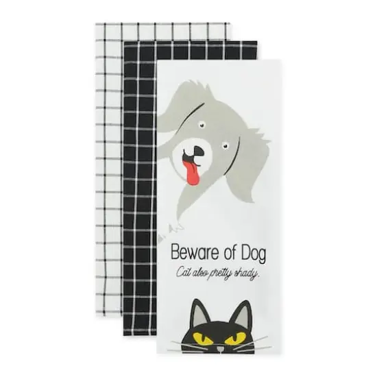 Beware Of Dog & Cat Dishtowel (Set of 3) {4}