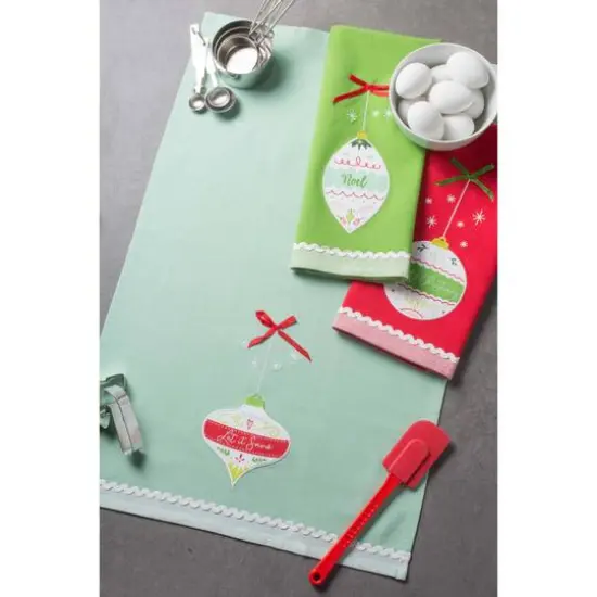 DII&reg; Assorted Holiday Ornaments Embellished Dishtowel Set {7}