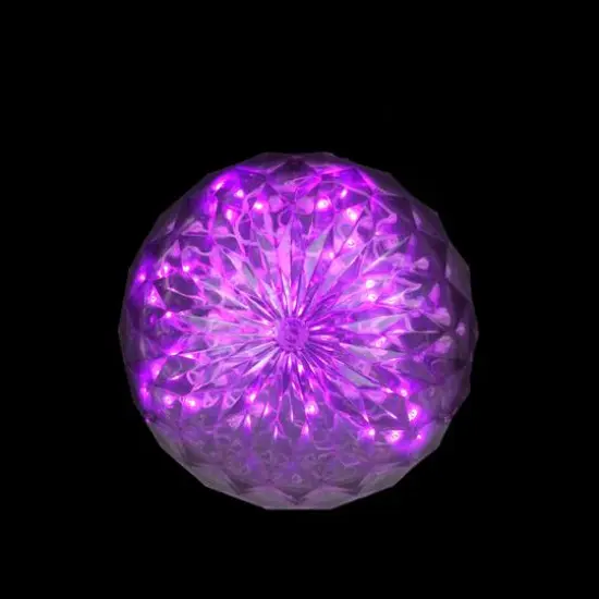 6" Purple LED Christmas Crystal Sphere Hanging Outdoor D&eacute;cor {3}