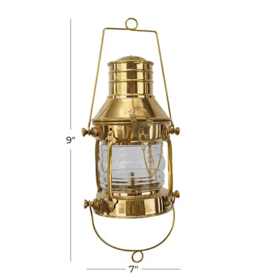 9" Gold Brass Candle Lantern {7}