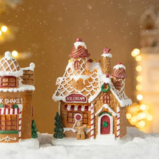 Glitzhome&reg; Light-Up Christmas Gingerbread House Table D&eacute;cor Set {4}