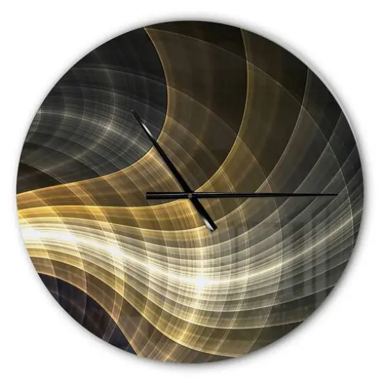 Designart Yellow Fractal Light Art Modern Wall Clock {1}