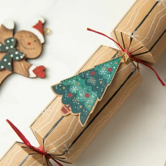 Glitzhome&reg; 12" Christmas Kraft Paper Characters Tag Party Cracker with Gift Contents, 6ct. {5}