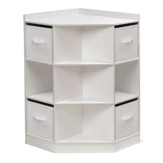 Badger Basket White Corner Cubby Storage Unit With Reversible Baskets {1}