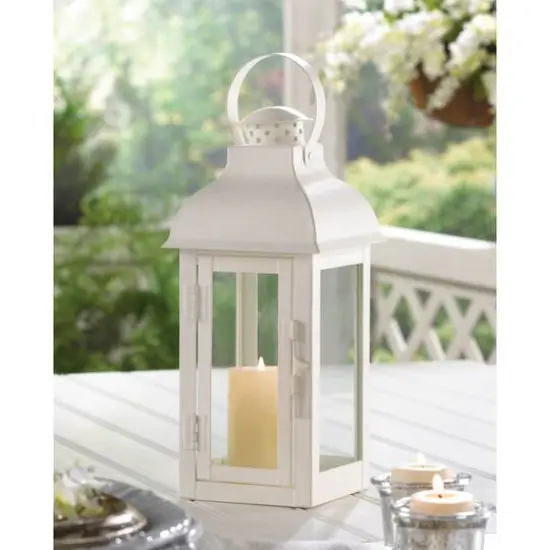 12.75" Gable White Lantern {3}