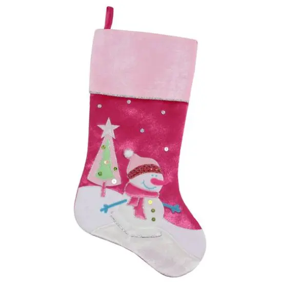 20.5" Embroidered Ice Skating Snowman & Christmas Tree Stocking {3}