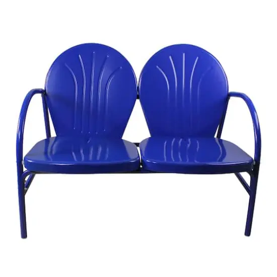 47" Blue Retro Tulip Outdoor Loveseat {1}