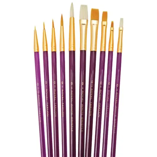 Royal & Langnickel&reg; Golden Taklon White Bristle 10 Piece Brush Set {1}