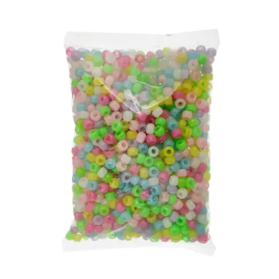 John Bead 9mm Plastic Pony Beads, 1,000ct. Assorted Glow-In-The-Dark {6}