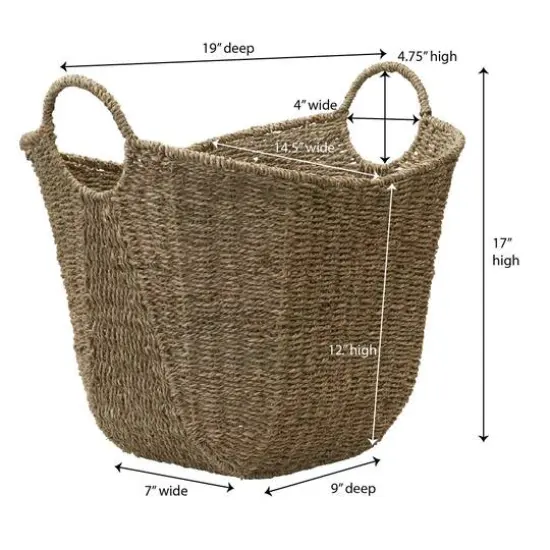 Household Essentials 17.5" Natural Woven Seagrass Basket with Handles {2}