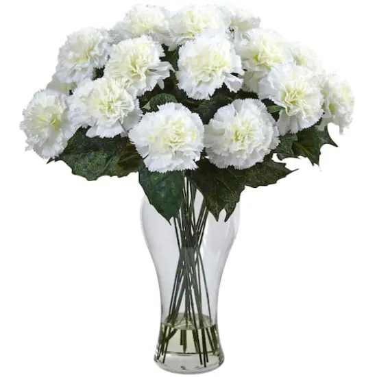 Carnation Arrangement In Vase White {1}
