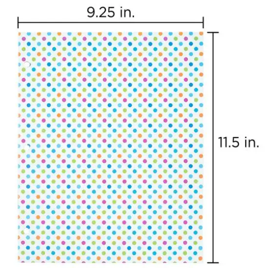 JAM Paper Polka Dots Glossy Laminated Two Pocket 3 Hole Punch School Folders, 6ct. {6}