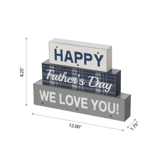 Glitzhome&reg; 12" Lighted Happy Father's Day Block Sign {8}