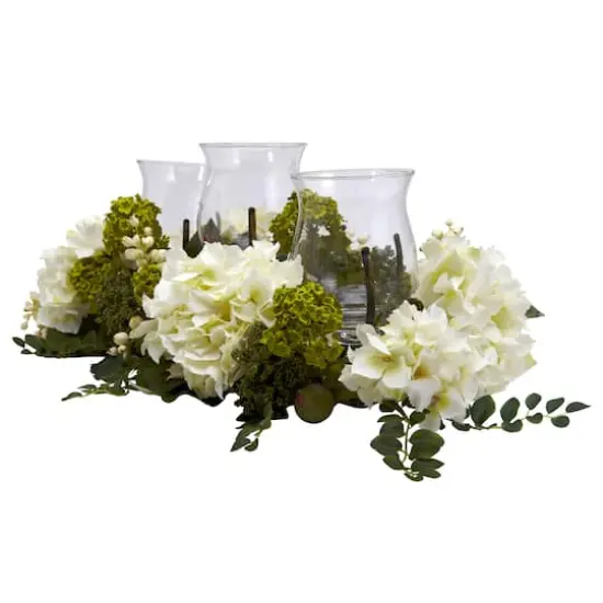 9.5" Snowball Hydrangea Triple Candelabrum {4}