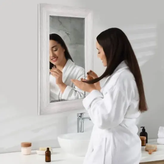 Head West 29" Chrome Textured Frame Accent Wall Mirror {3}