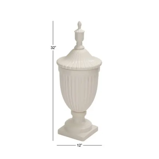 32" White Dolomite Country Decorative Urn {6}