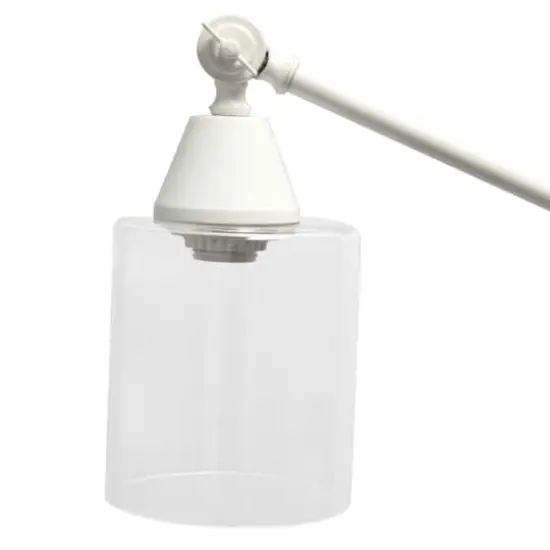 Lalia Home 4.6ft. Swing Arm Floor Lamp with Glass Cylindrical Shade White {7}