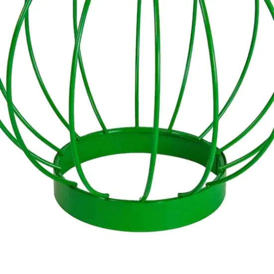 6.5" Outdoor Hanging LED Solar Lantern with Handle Green {6}