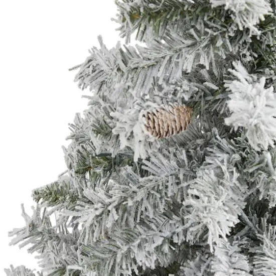 4ft. Unlit Flocked White River Mountain Pine & Pinecones Artificial Christmas Tree {4}