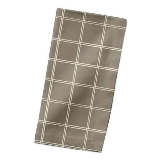 Taupe & White Check Cotton Twill Napkin {3}
