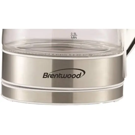 Brentwood 1.7L White Cordless Tempered Glass Electric Kettle {8}