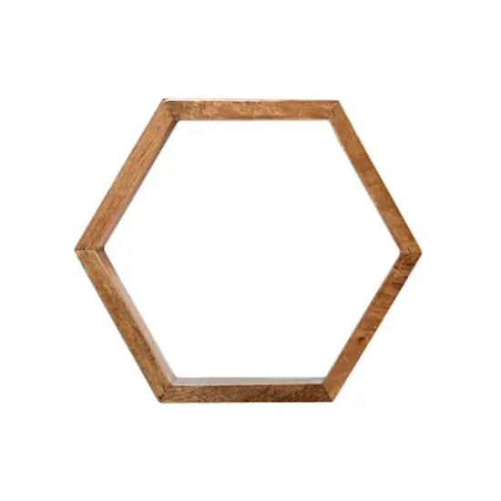 12" Wooden Hexagon Floating Honeycomb Shelf (Set of 5) {1}