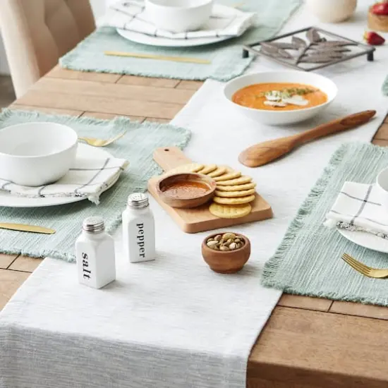 DII® 72" Tonal Recycled Cotton Slubby Rib Table Runner Light Gray {6}