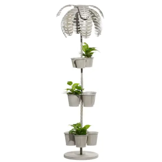 55" Gray Metal Contemporary Palm Tree Planter {1}