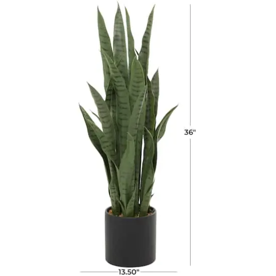 3ft. Green Faux Snake Foliage Artificial Plant with Black Porcelain Pot {5}