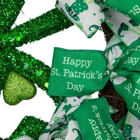 Shamrocks and Ribbons St. Patrick's Day Wreath 24" Unlit {6}
