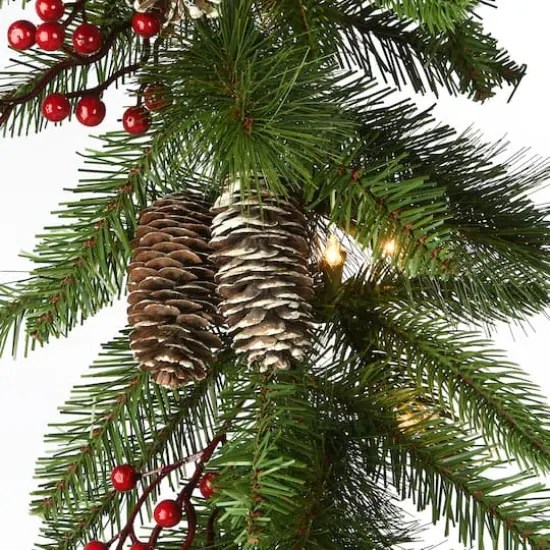 9ft. Bristle Berry Pine Garland With Battery Operated LED Lights {1}