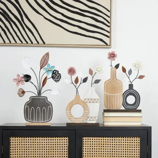 Floral Patterned Vase Sculpture Set {3}