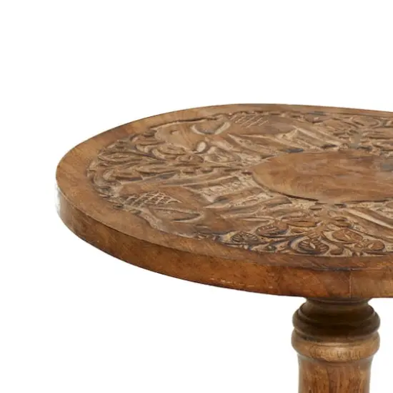 Brown Mango Wood Traditional Accent Table, 21" x 17" x 17" {4}