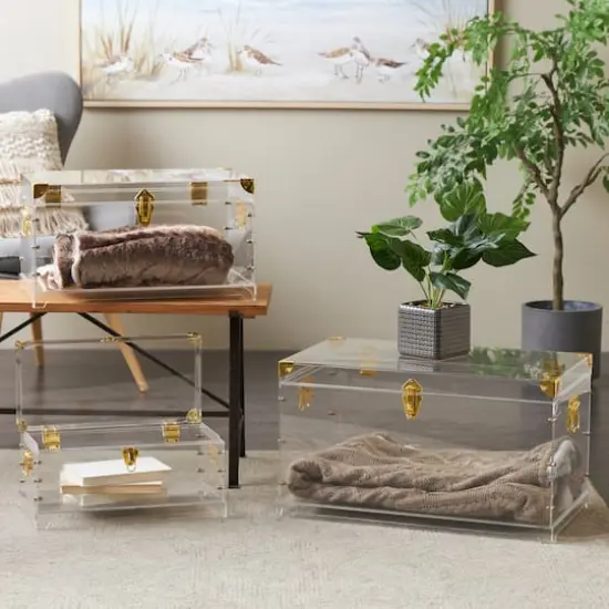Clear & Gold Acrylic Trunk Set {3}