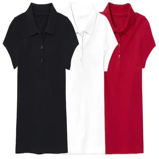 Galaxy by Harvic Short Sleeve Stretch Girl&rsquo;s Pique Polo Shirt 3 Pack Black/Red/White {1}