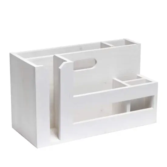 Elegant Designs Wood Caddy Organizer White Wash {1}