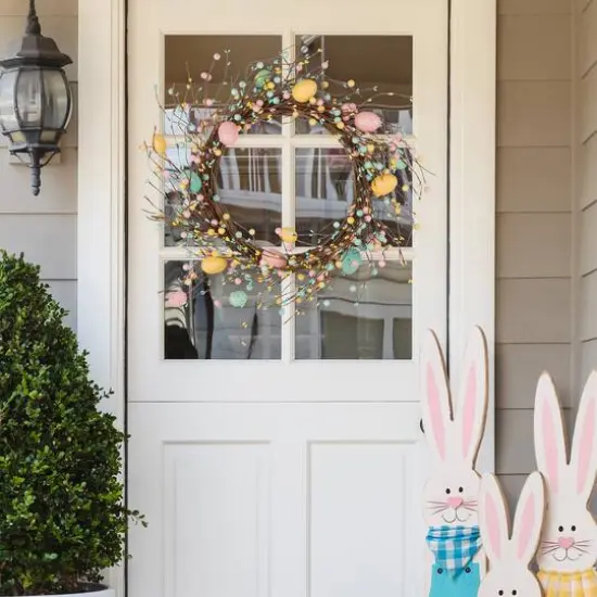 Glitzhome&reg; 22" Pastel Easter Egg Wreath {4}