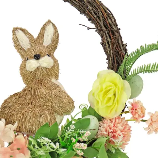 16" Bunny & Rose Flowers Hanging Wreath {4}