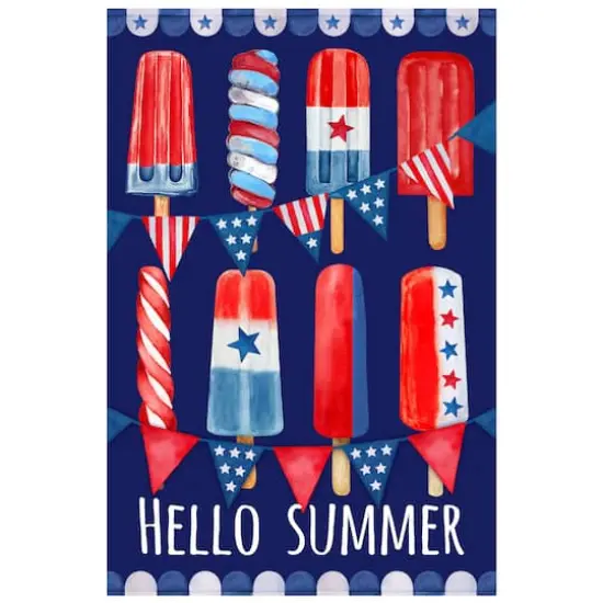 Hello Summer Patriotic Americana Popsicle Garden Flag, 12.5" x 18" {3}