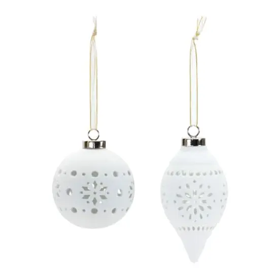 6 Pack White Onion & Ball Porcelain Ornaments {1}