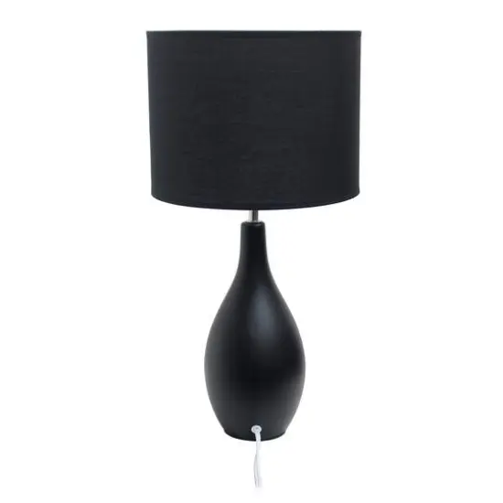 Simple Designs Oval Bowling Pin Base Ceramic Table Lamp Black {6}