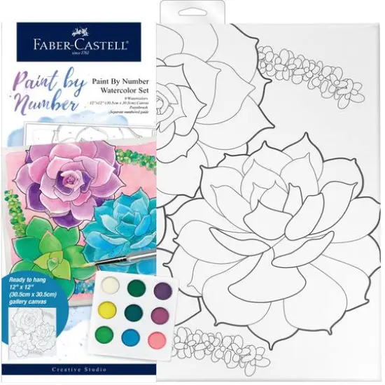 Faber-Castell Succulents Paint by Number Watercolor Set {1}