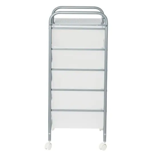 Honey Can Do Silver 5-Drawer Rolling Storage Cart {6}