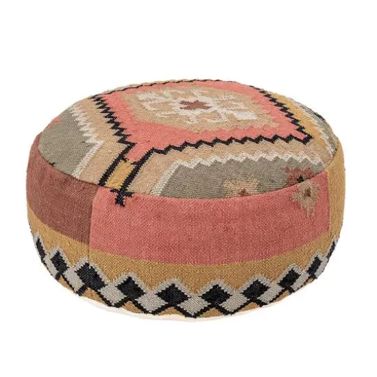 Hello Honey&reg; Multicolor Handwoven Cotton Kilim Pouf {1}