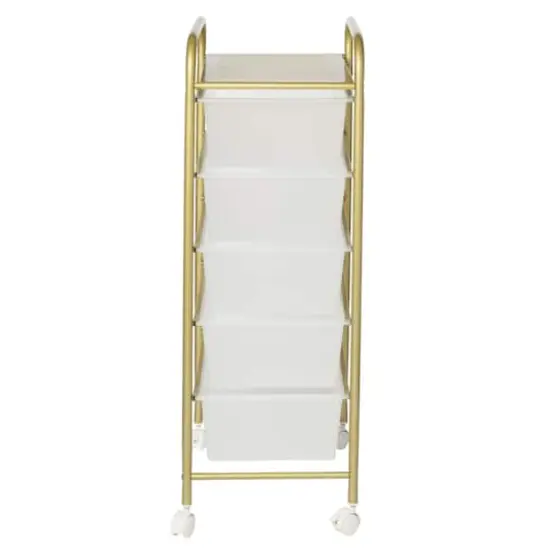 Honey Can Do Gold 5-Drawer Rolling Storage Cart {9}