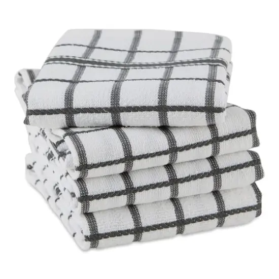 DII&reg; Mineral Gray Windowpane Terry Dishtowels, 4ct. {3}