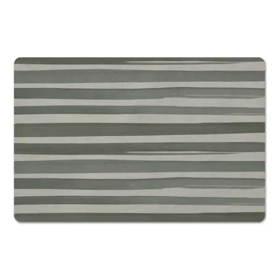 Watercolor Stripes Floor Mat Green {1}