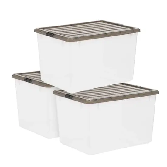 Iris&reg; 144qt. Clear View Plastic Storage Bins with Gray Latching Buckle Lids, 3ct. {1}